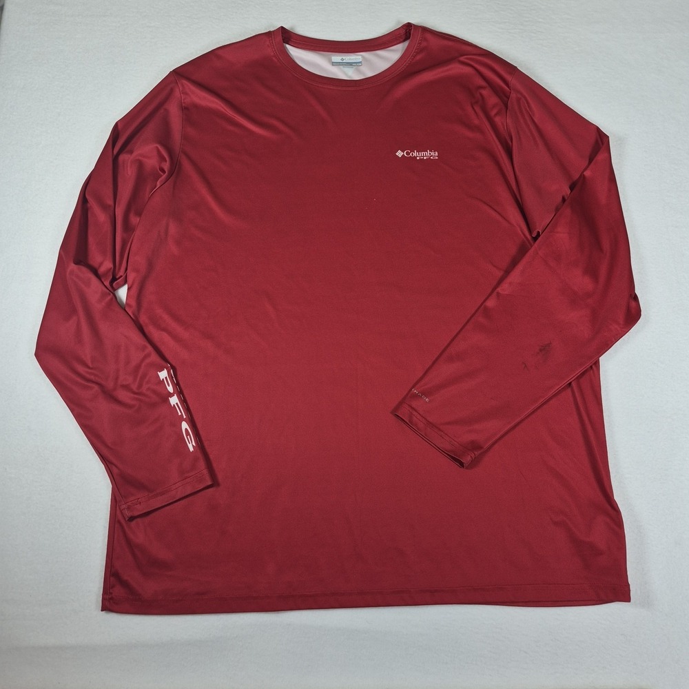 Columbia PFG Long Sleeve Shirt Men's XXL Red Terminal Tackle Omni-Shade